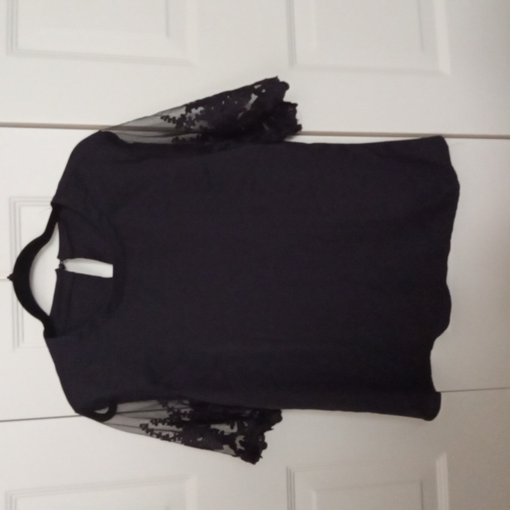 Black Mesh Lace Top